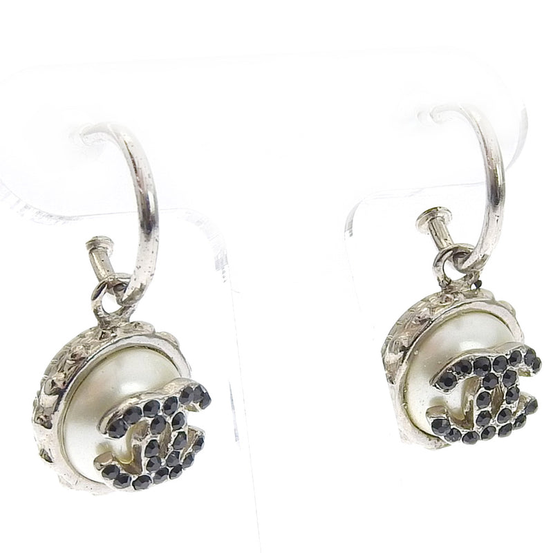 [香奈儿]香奈儿可可标记假珍珠银/黑色02C雕刻女士耳环
