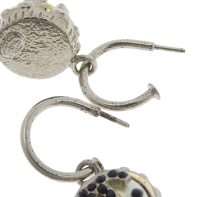 [香奈儿]香奈儿可可标记假珍珠银/黑色02C雕刻女士耳环