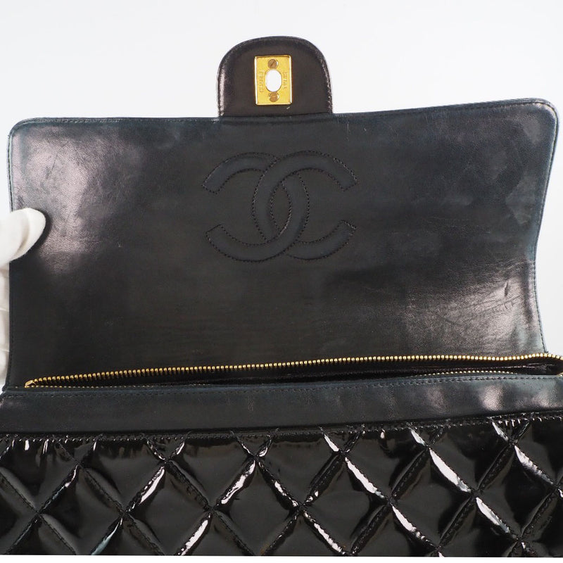 [CHANEL] Chanel Chain Backpack Matrasse Enamel Black Ladies Rucksack Daypack B-Rank