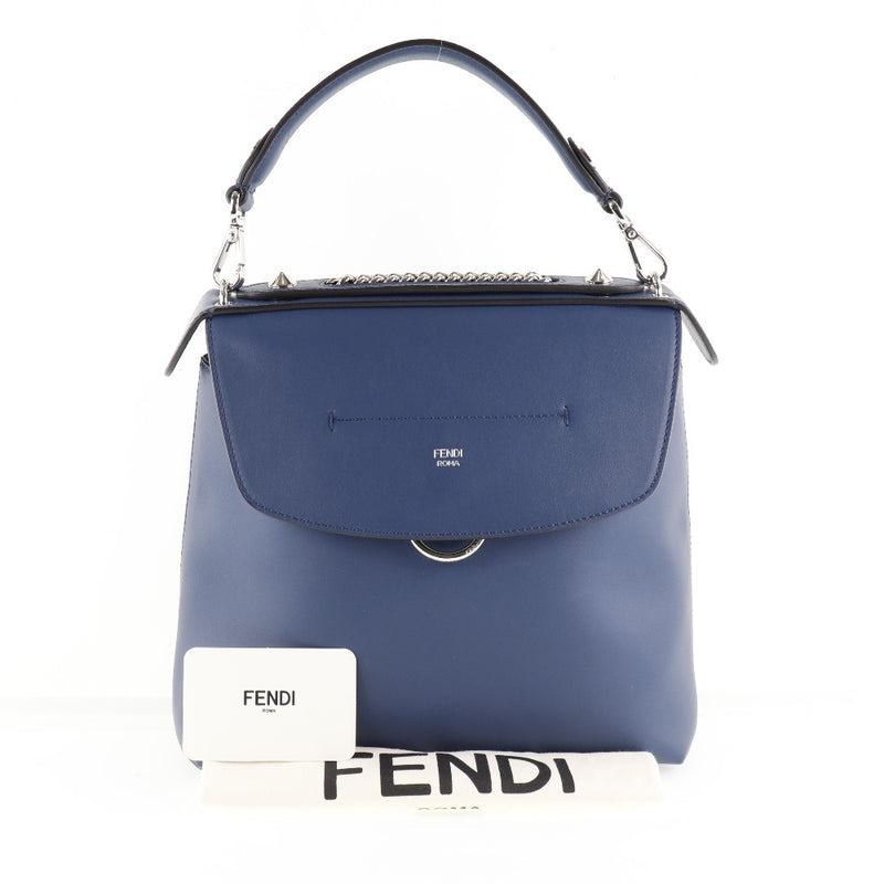 [FENDI] Fendi Handbag Back Tus School 3WAY Bag 8BZ042-21H Calf Navy diagonal Handscape 3WAY Flap Ladies A Rank