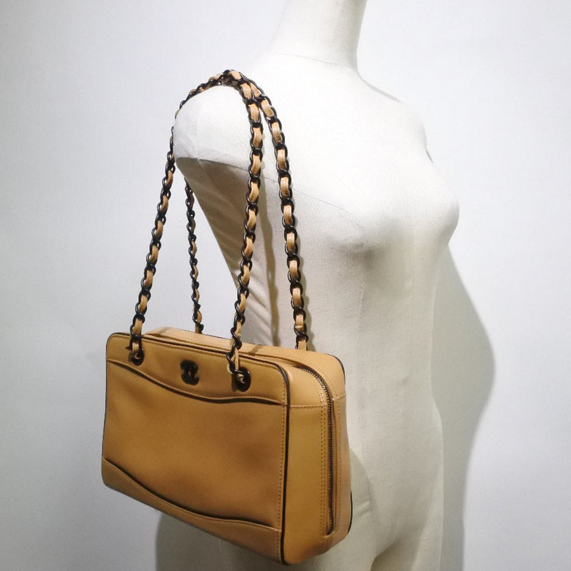 [CHANEL] Chanel Chain Shoulder Coco Mark A16834 Lambskin Beige Ladies shoulder bag