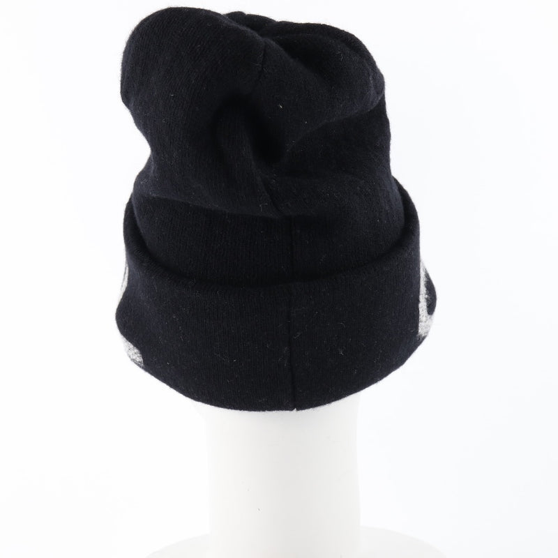 [CHANEL] Chanel 
 Logo knit cap 
 Wool x cashmere black Logo Ladies