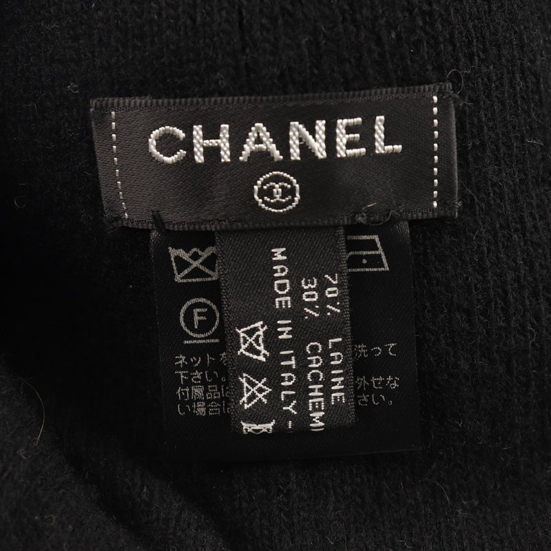 [CHANEL] Chanel 
 Logo knit cap 
 Wool x cashmere black Logo Ladies
