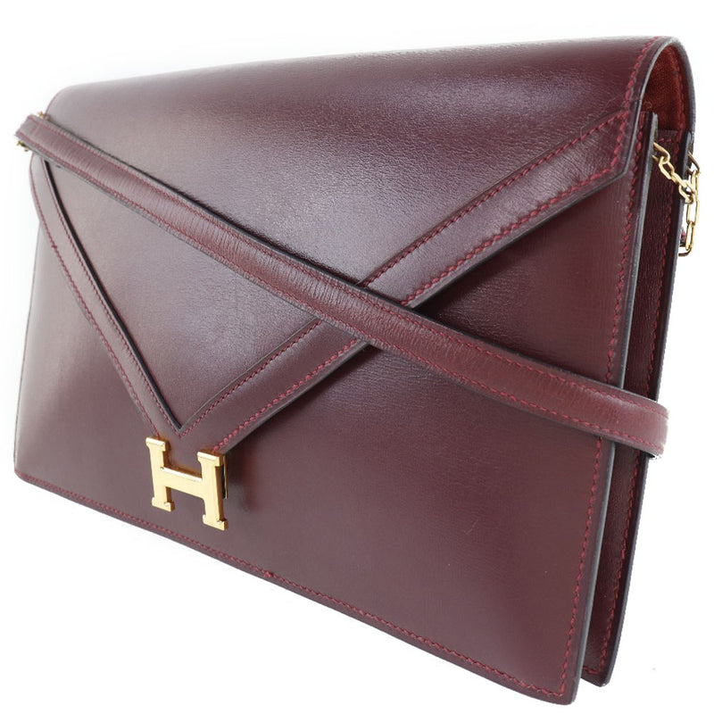 [Hermes] Hermes Lady 2way Clutch Box Kakhu Burdeaux Ladies Shoulder Bag