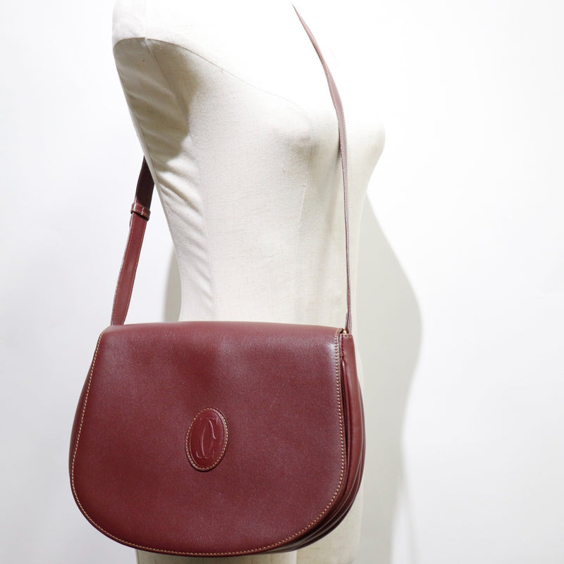 [Cartier] Cartier Mast Shoulder Bag Calf Bordeaux Diagonal Flap Must Must Ladies
