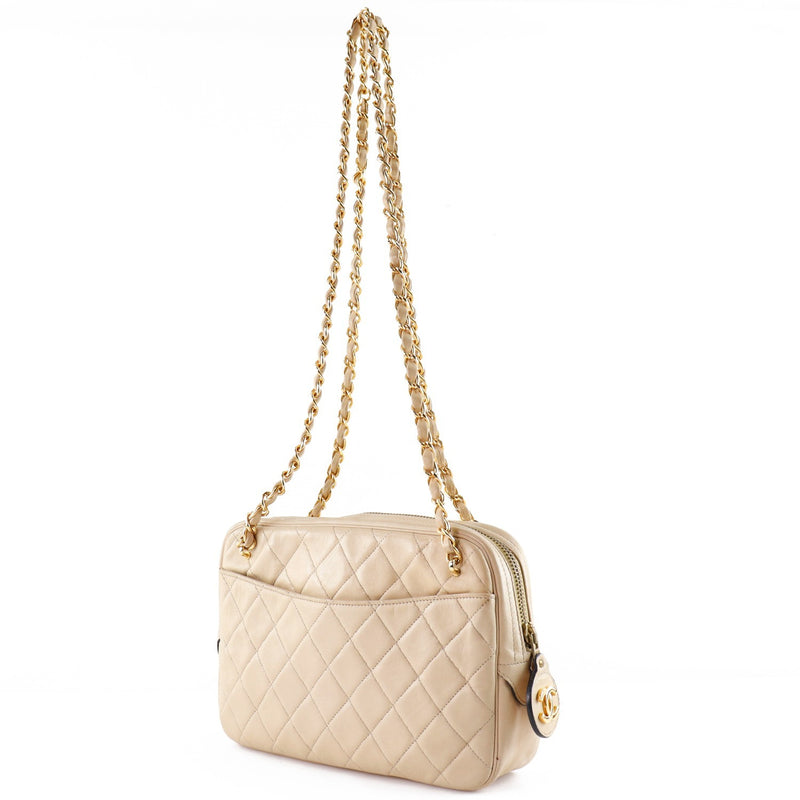 [Chanel] Chanel Cadena hombro Coco Mark Mark Vintage Curf Beige Ladies Shoulder Bag