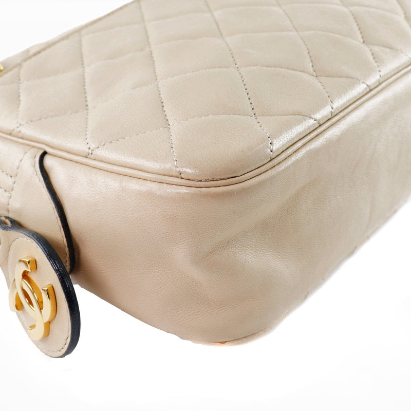 [CHANEL] Chanel Chain Shoulder Coco Mark Vintage Curf Beige Ladies Shoulder Bag