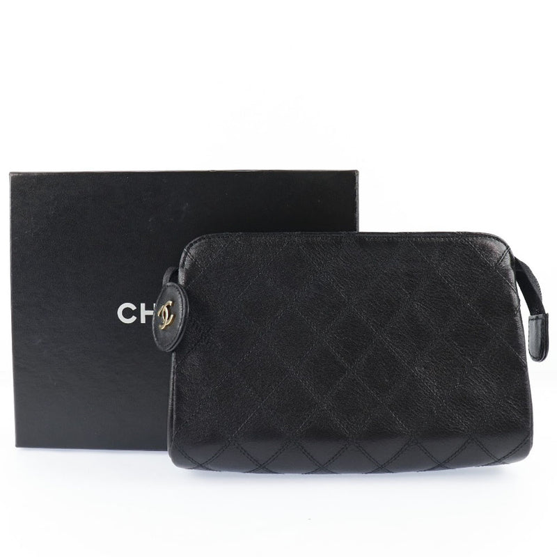[CHANEL] Chanel Calf Black Ladies Pouch A-Rank