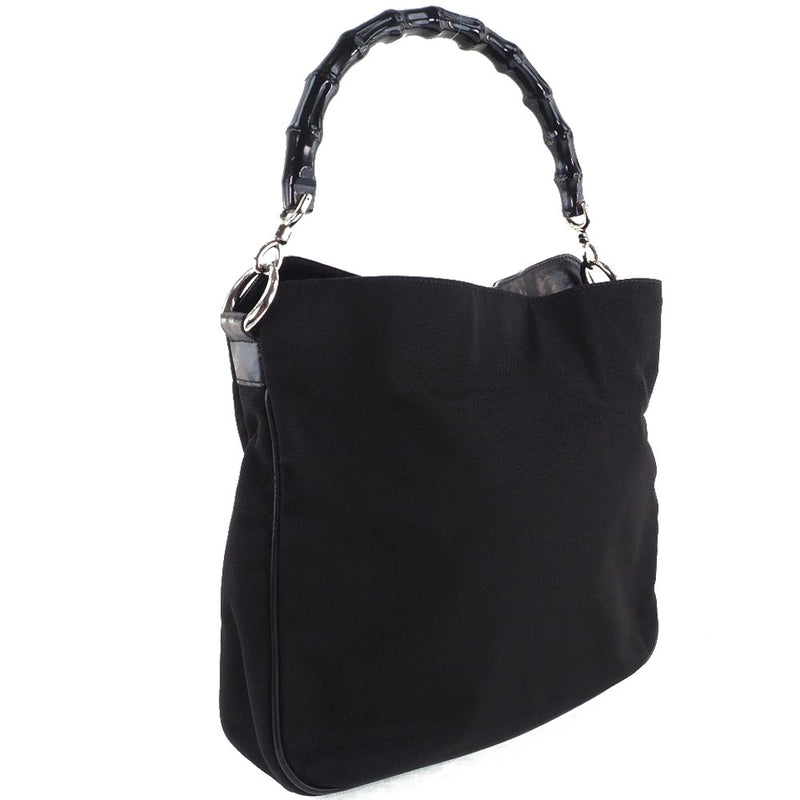 [Gucci] Gucci Bamboo de hombro 2way 001-1633 Nylon x Calf Black Ladies Handbag A-Rank