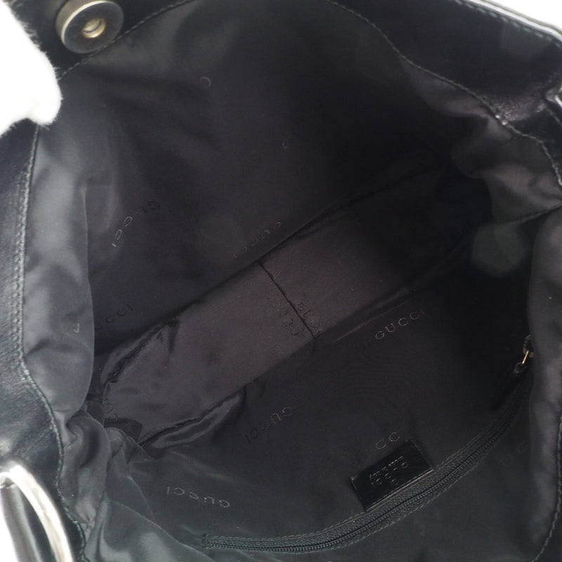 [Gucci] Gucci Bamboo de hombro 2way 001-1633 Nylon x Calf Black Ladies Handbag A-Rank