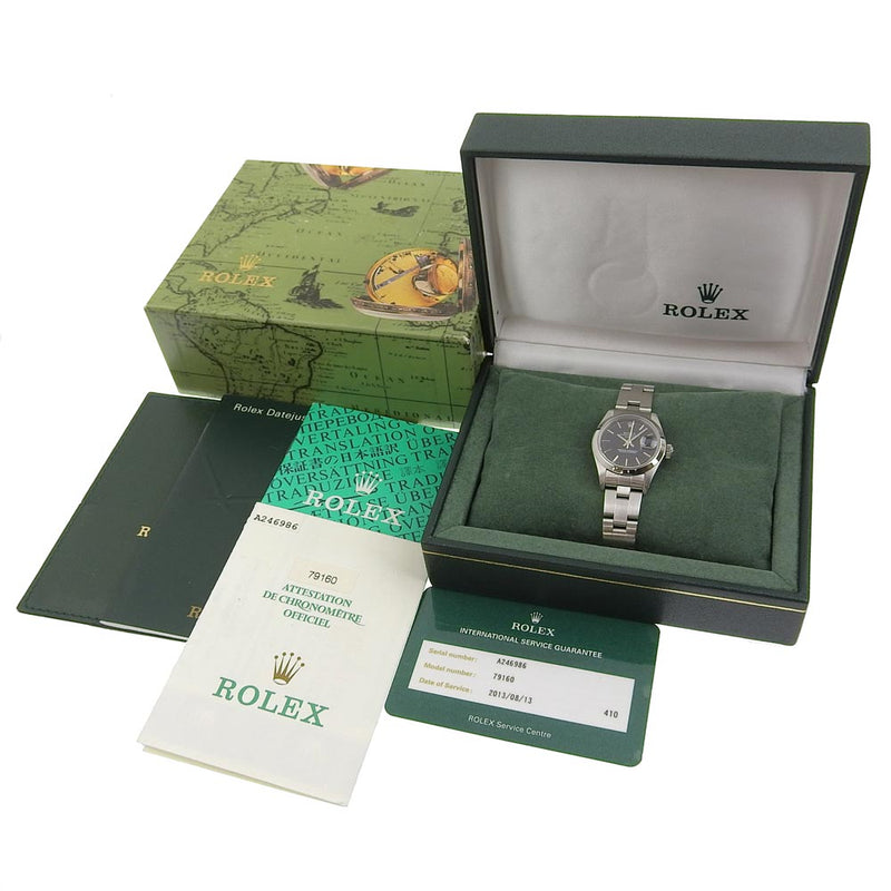 【ROLEX】ロレックス
 オイスターパーペチュアル 79160 ステンレススチール 自動巻き レディース 黒文字盤 腕時計
A-ランク