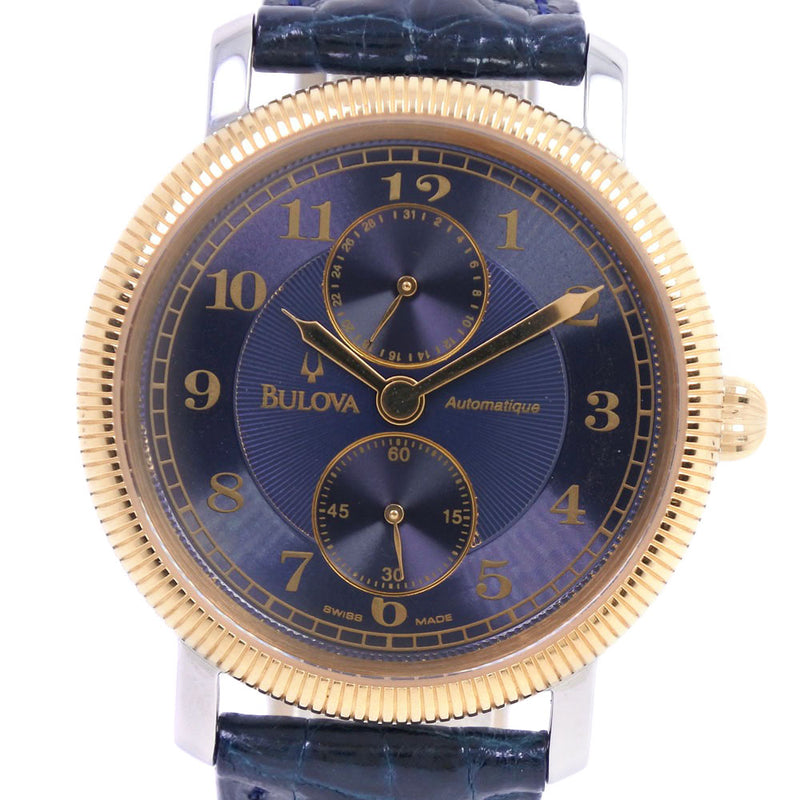 [BULOVA] Broova Cal.2836/2/4 1.390.4.0.30 Watch Gold plating x stainless steel automatic winding men's blue dial watch A rank