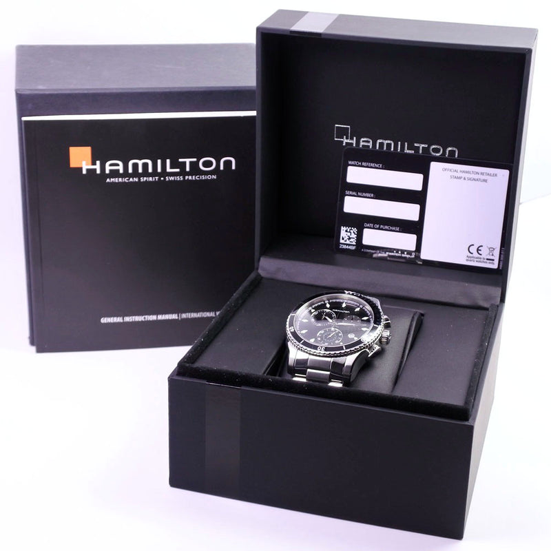 【HAMILTON】ハミルトン
 ジャズマスター シービュー H375120/H37512131 腕時計
 ステンレススチール 自動巻き クロノグラフ メンズ 黒文字盤 腕時計
A-ランク