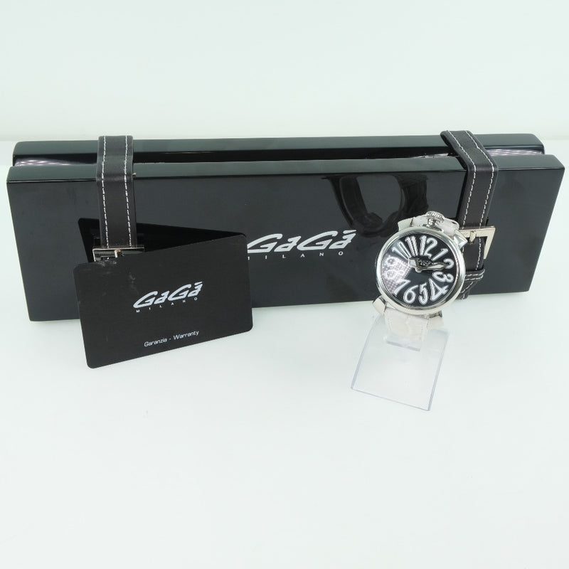 [GAGA MILANO] Gaga Milan Manuare 40 5020 Watch Stainless Steel x Leather White/Black Quartz Men's Black Dial Watch