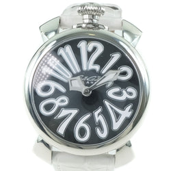 [Gaga Milano] Gaga Milan Manuare 40 5020 Reloj de acero inoxidable x cuero blanco/negro cuarzo para hombres relojes negros para hombres
