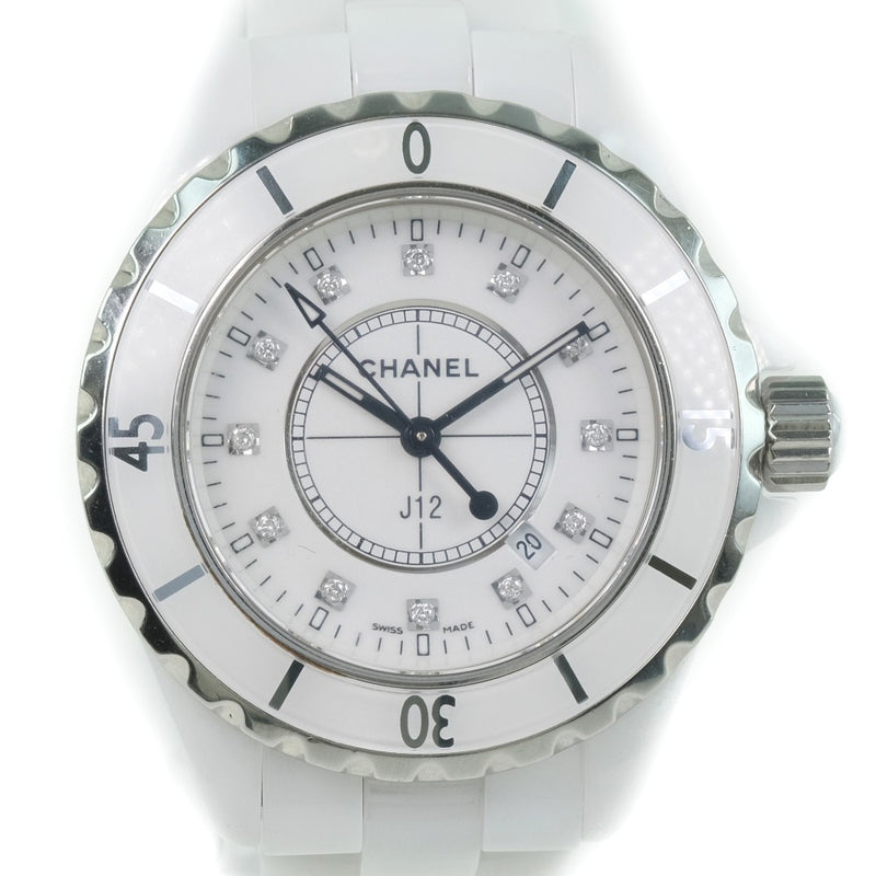 CHANEL] Chanel J12 12P Diamond H1628 Watch White Ceramic x