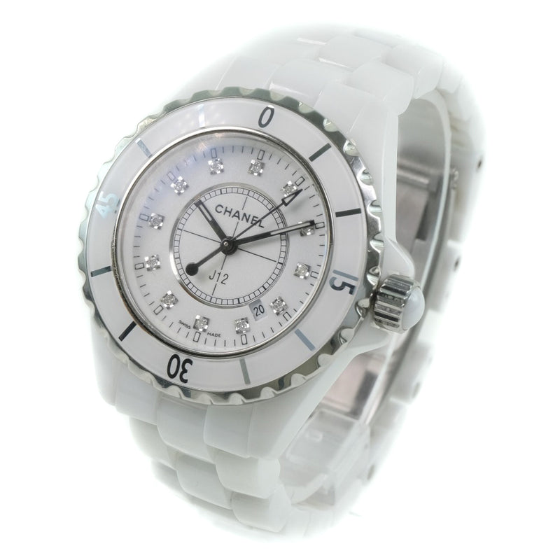 [CHANEL] Chanel J12 12P Diamond H1628 Watch White Ceramic x Stainless Steel Ladies White Dial Watch A-Rank