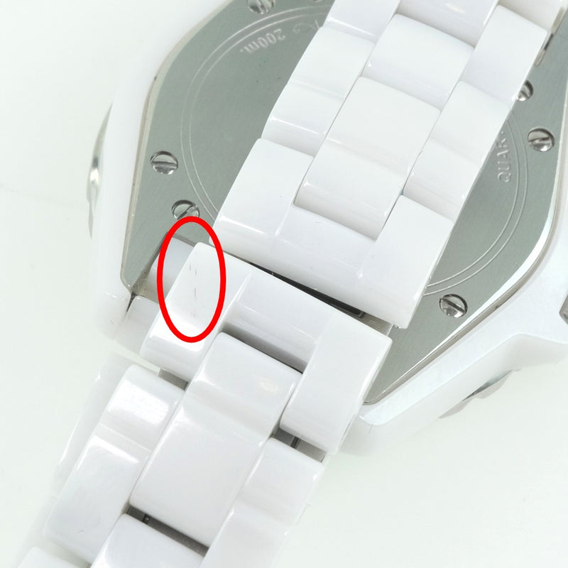 [샤넬] 샤넬 J12 12p 다이아몬드 H1628 시계 흰색 세라믹 X 스테인리스 스틸 레이디스 화이트 다이얼 시계 A-RANK