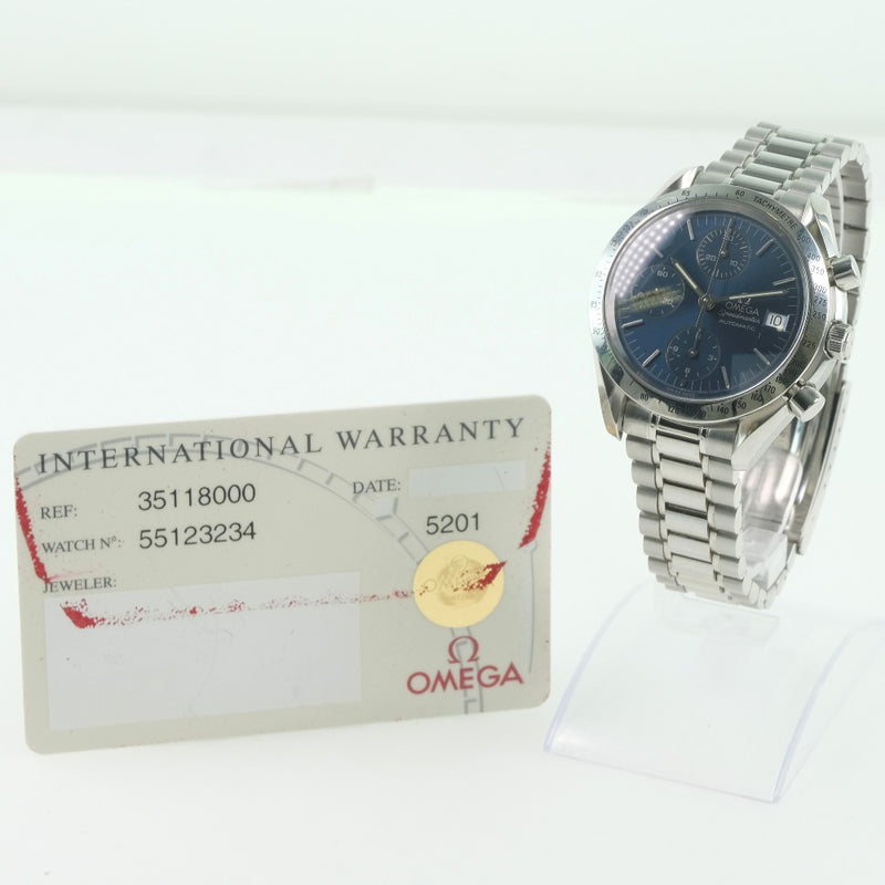 [OMEGA] Omega Speed ​​Master 3511.80 Reloz de acero inoxidable Wrap CRONOGRAPH Men Navy Dial Watch A-Rank