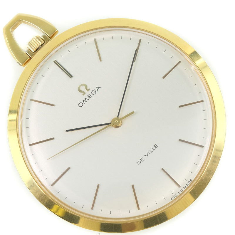 [OMEGA] Omega Devil/Devil Pocket Watch Gold Plated Gold Hand -rolled Ladies Silver Dial Pocket Clock