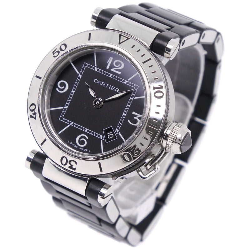 [Cartier] Cartier Pasha Taimer W3140003 Watch Stainless Steel x Rubber Black Quartz Analog Ladies Black Dial Watch