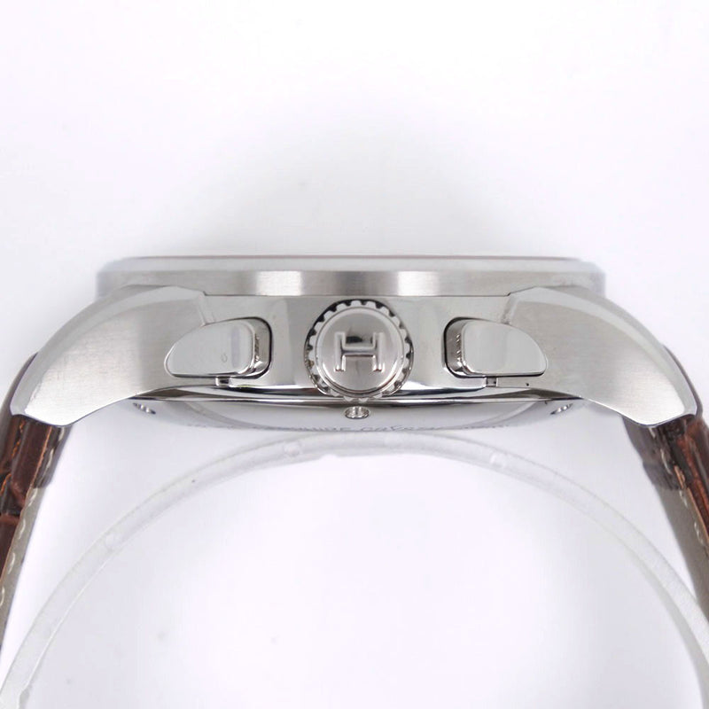 【HAMILTON】ハミルトン
 ジャズマスター H327660 腕時計
 ステンレススチール×レザー 茶 自動巻き クロノグラフ メンズ 白文字盤 腕時計
A-ランク