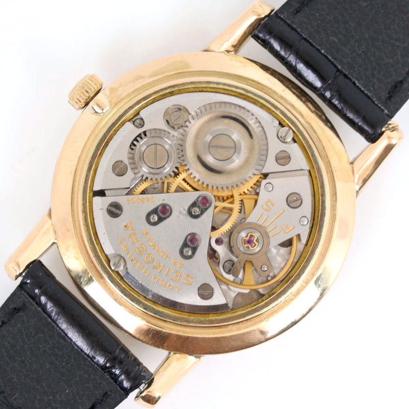[Seiko] Seiko Road Marvel 23 Stone 15027观看K18黄金X皮革手手动显示男士银牌手表