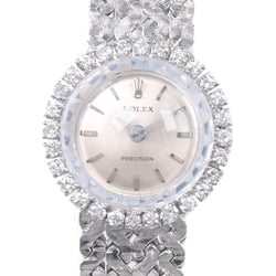 【ROLEX】ロレックス プレシジョン ダイヤベゼル アンティーク K18ホワイトゴールド×ダイヤモンド シルバー 手巻き レディース シルバー文字盤 腕時計