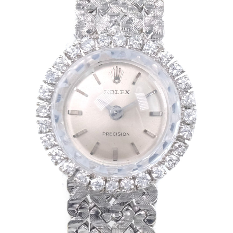 [Rolex] Rolex Precision Diamond Besel Watch K18 Gold White X Diamond -Rolled Ladies Silver Dial Watch