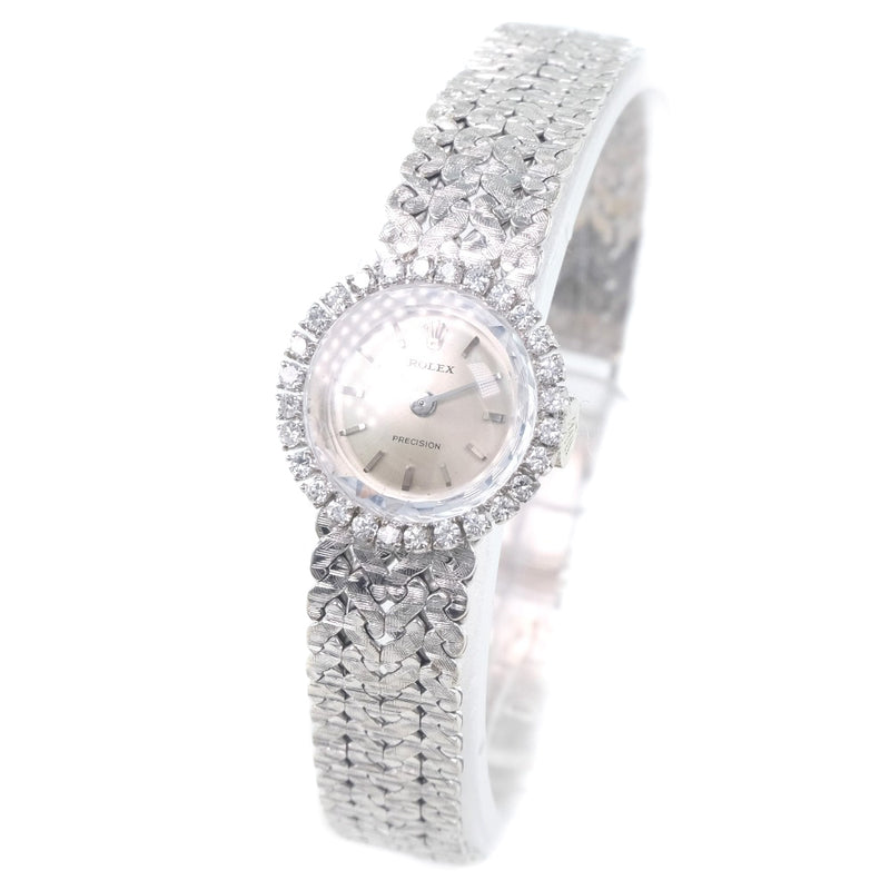 [롤렉스] 롤렉스 정밀 다이아몬드 베젤 시계 K18 화이트 골드 X 다이아몬드 손 -롤링 된 숙녀 실버 다이얼 시계