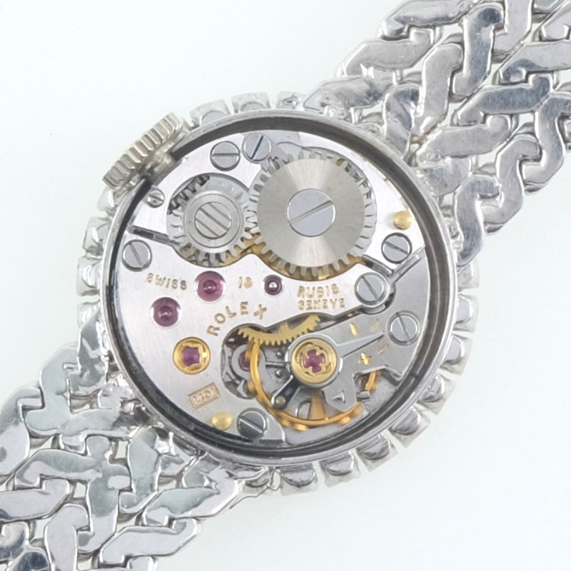 【ROLEX】ロレックス
 プレシジョン ダイヤベゼル 腕時計
 K18ホワイトゴールド×ダイヤモンド 手巻き レディース シルバー文字盤 腕時計