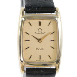 【OMEGA】オメガ
 デビル/デヴィル 腕時計
 金メッキ×レザー ゴールド クオーツ レディース ゴールド文字盤 腕時計