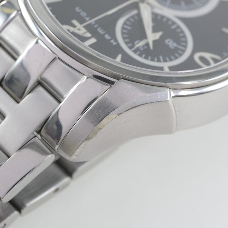 【HAMILTON】ハミルトン
 ジャズマスター H326120 腕時計
 ステンレススチール クオーツ クロノグラフ メンズ 黒文字盤 腕時計