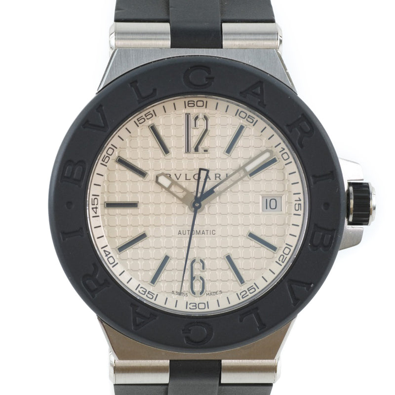 【BVLGARI】ブルガリ
 ディアゴノ DG40SV 腕時計
 ステンレススチール×ラバー 黒 自動巻き メンズ 白文字盤 腕時計
Aランク