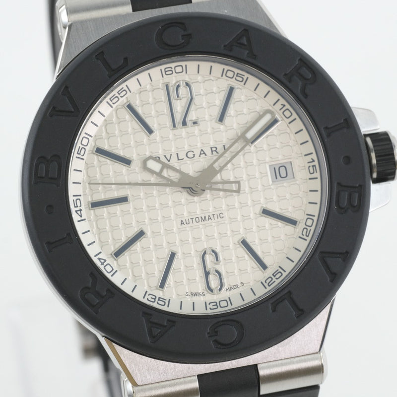 【113169】BVLGARI ブルガリ  DG40BSVD ディアゴノ ブラックダイヤル SS/ラバー 自動巻き 当店オリジナルボックス 腕時計 時計 WATCH メンズ 男性 男 紳士