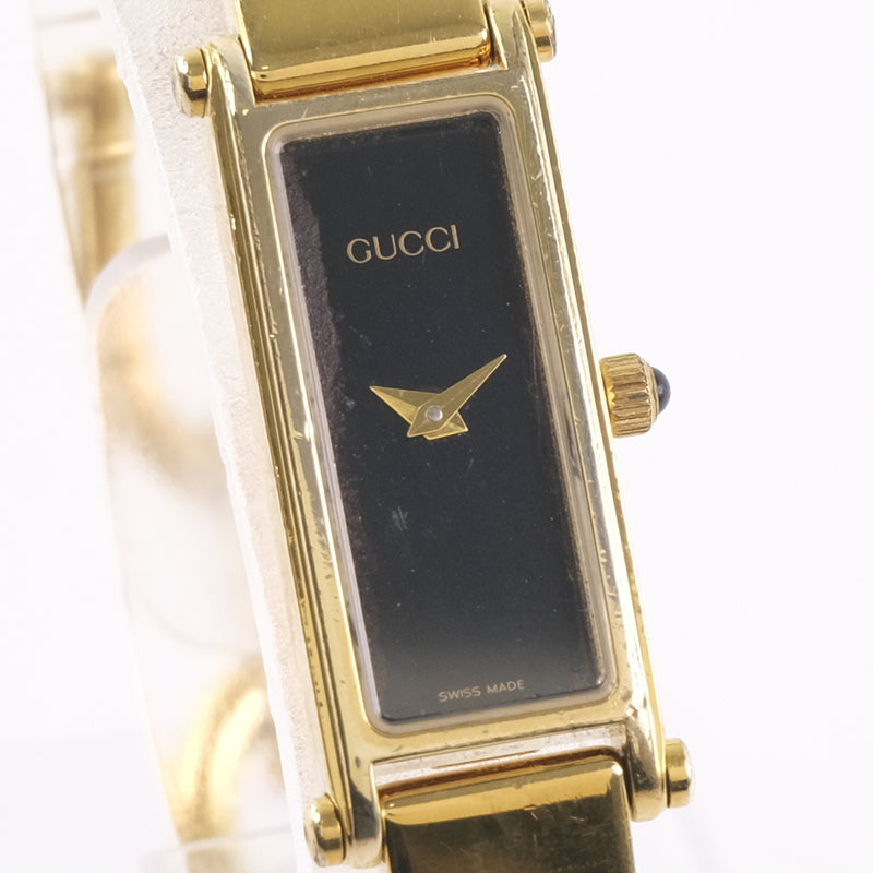 [GUCCI] Gucci 1500L Watch Stainless Steel Gold Quartz Ladies Black Dial Watch