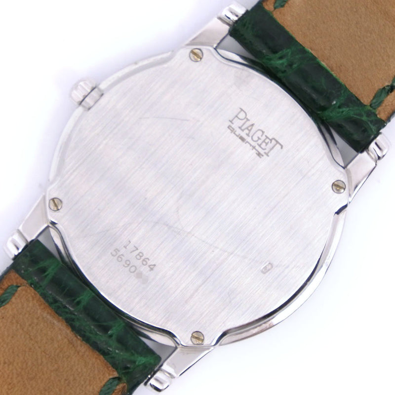 [Piaget] Pierge K18 Gold White X cuero Green Green Quartz Silver Dial Watch