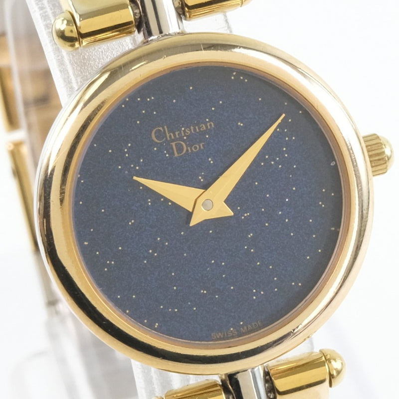 [DIOR] Christian Dior 3025 시계 스테인리스 스틸 골드/실버 쿼츠 여성 블루 다이얼 시계