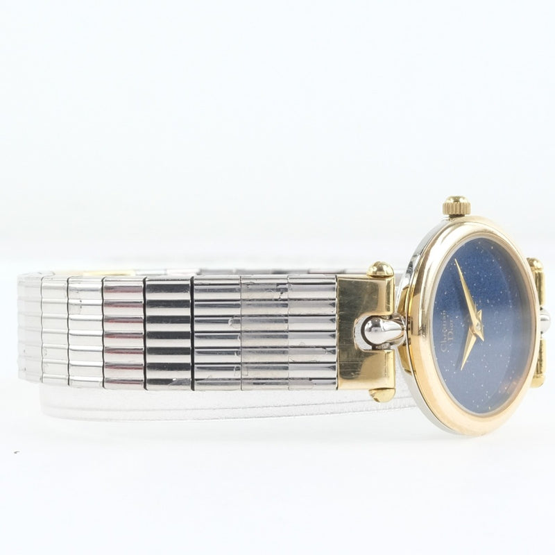 【Dior】クリスチャンディオール
 3025 腕時計
 ステンレススチール ゴールド/シルバー クオーツ レディース 青文字盤 腕時計
