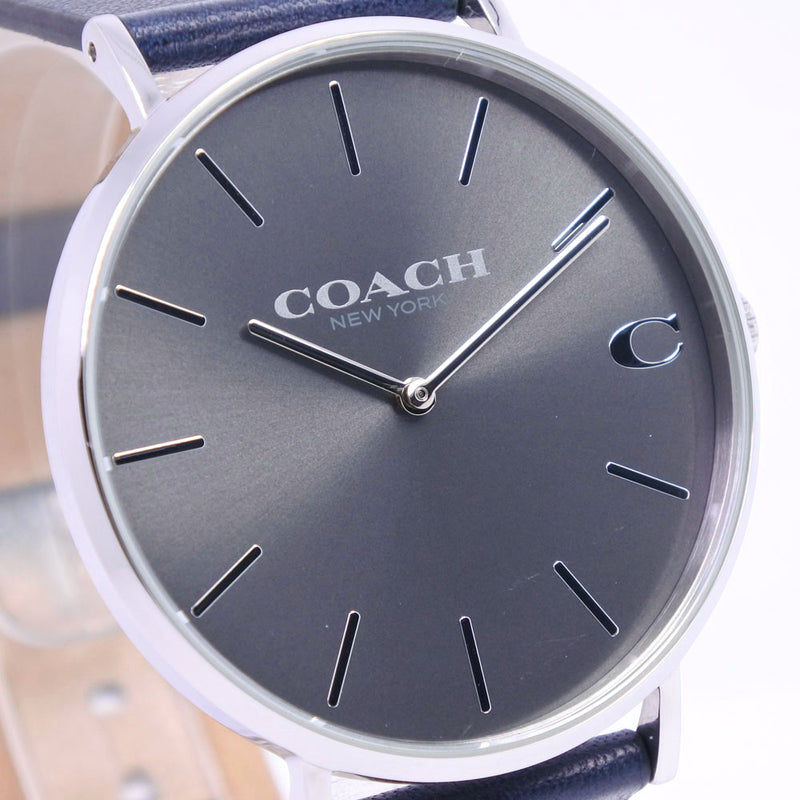 極美品【稼働品】COACH　コーチ　ホワイト　ブラウンレザー　レディース時計
