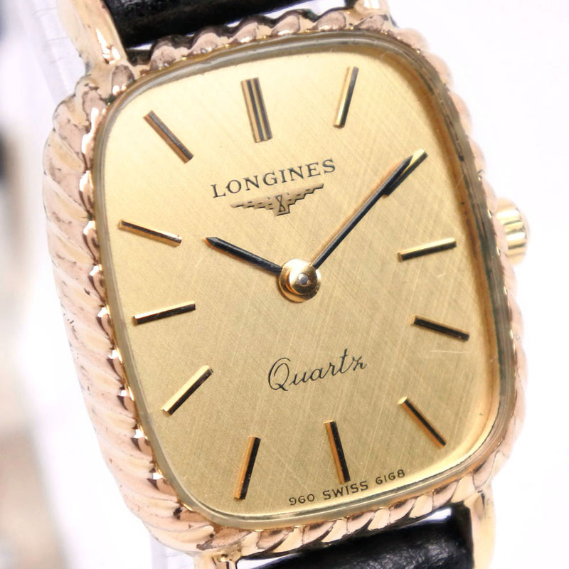 [LONGINES] Longin Watch Stainless Steel x Leather Gold Quartz Analog Display Ladies Gold Dial Watch