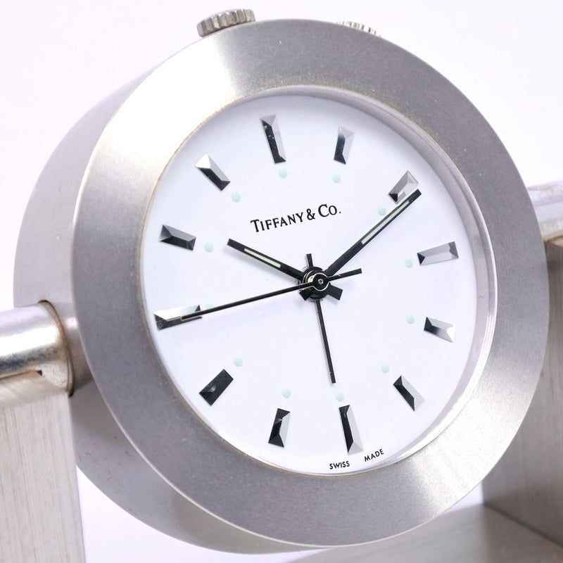 【TIFFANY&Co.】ティファニー
 アラーム ALARM CLOCK 置時計
 ステンレススチール シルバー ユニセックス 白文字盤 置時計
A-ランク