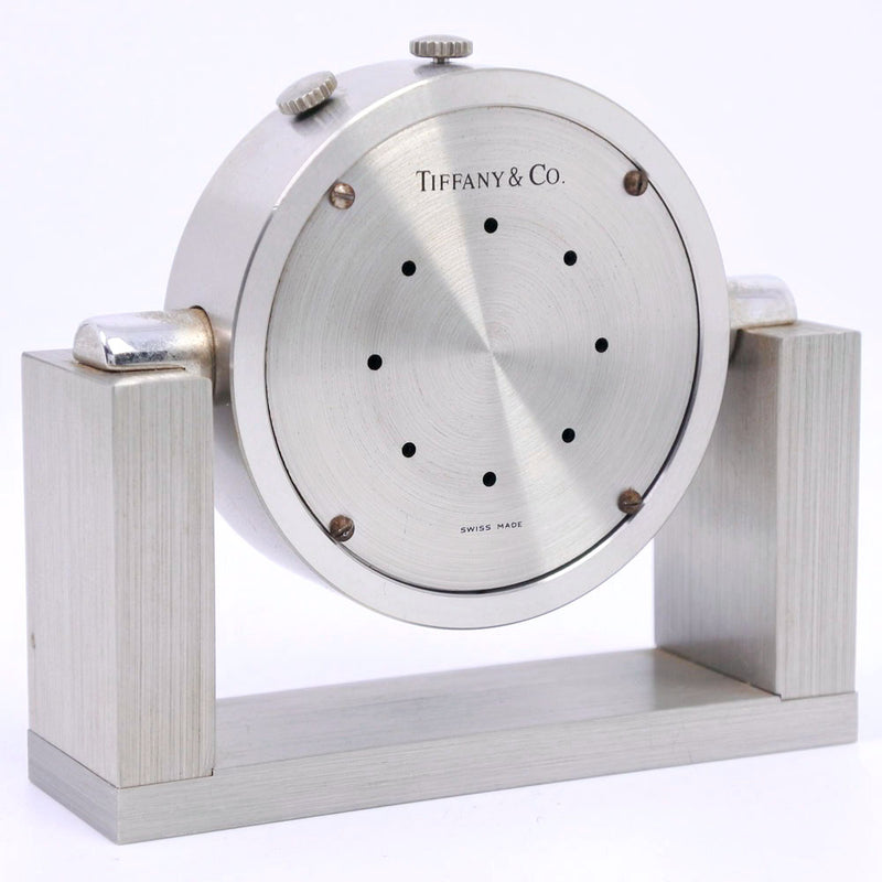 [TIFFANY & CO.] Tiffany Alarm ALARM CLOCK Stock Stainless Steel Silver Unisex White Dial Clock A-Rank