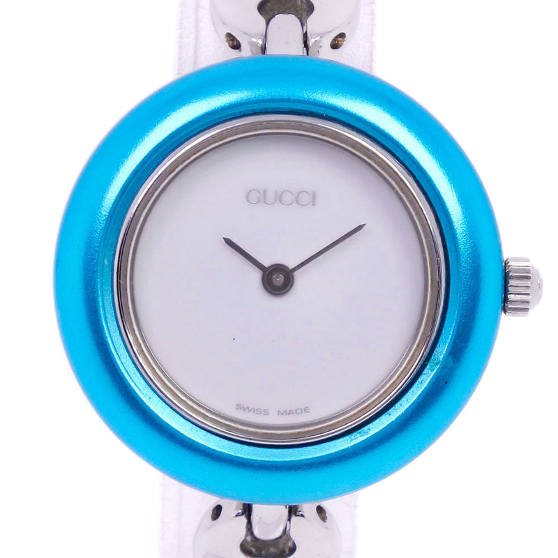 [GUCCI] Gucci Change Besel 11/12.2L Watch Stainless Steel Silver Quartz Analog Ladies White Dial Watch A Rank