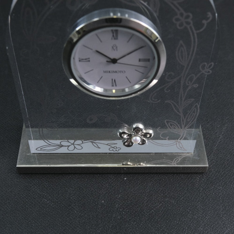 【MIKIMOTO】ミキモト
 フォトフレーム 置時計
 クリスタル ユニセックス 置時計