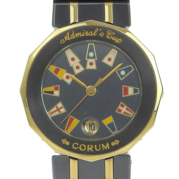 [CORUM] Colm Admirals Cup 39.610.31V-52 Gambles × YG Navy Quartz Analog Display Ladies Navy Dial Watch
