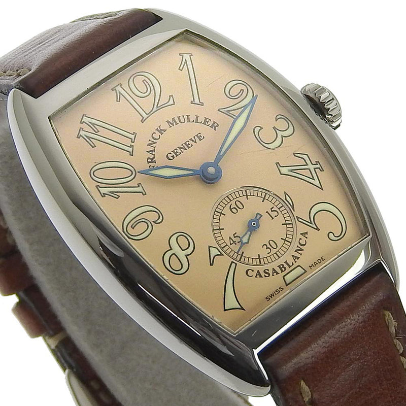 [Franck Muller] Frank Muller Casablanca 7502S6 Acero inoxidable x Té de cuero Té de cuero Small Second Ladies Salmon Pink Dial Watch A-Rank