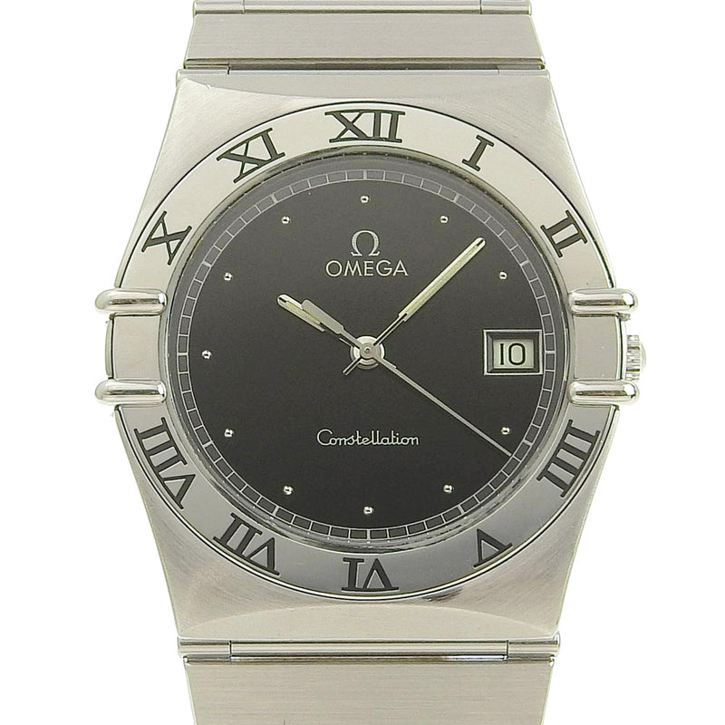 【OMEGA】オメガ
 コンステレーション ステンレススチール シルバー クオーツ アナログ表示 レディース 黒文字盤 腕時計
