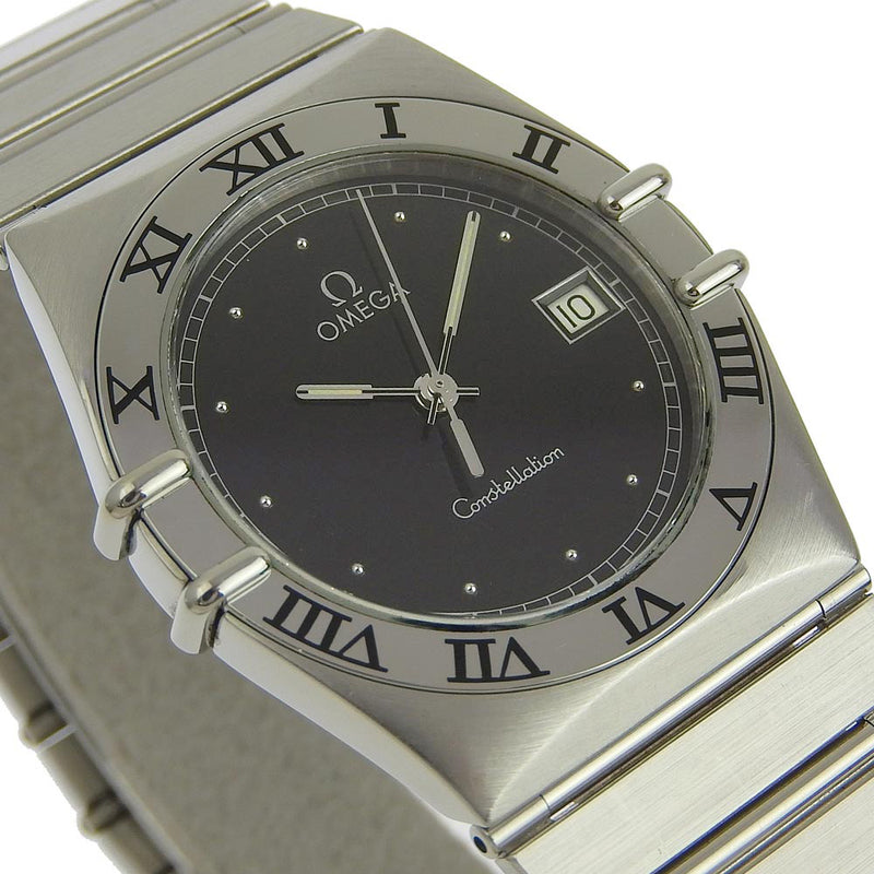 【OMEGA】オメガ
 コンステレーション ステンレススチール シルバー クオーツ アナログ表示 レディース 黒文字盤 腕時計