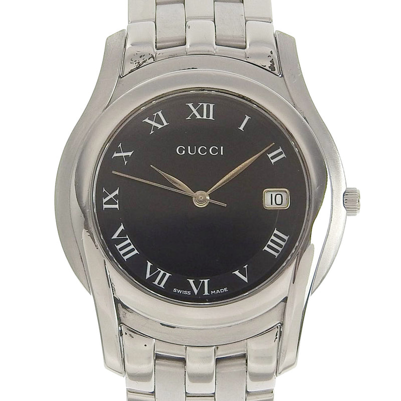 [Gucci] Gucci 5500m Reloj de dial de dial negro de cuarzo de acero inoxidable de acero inoxidable